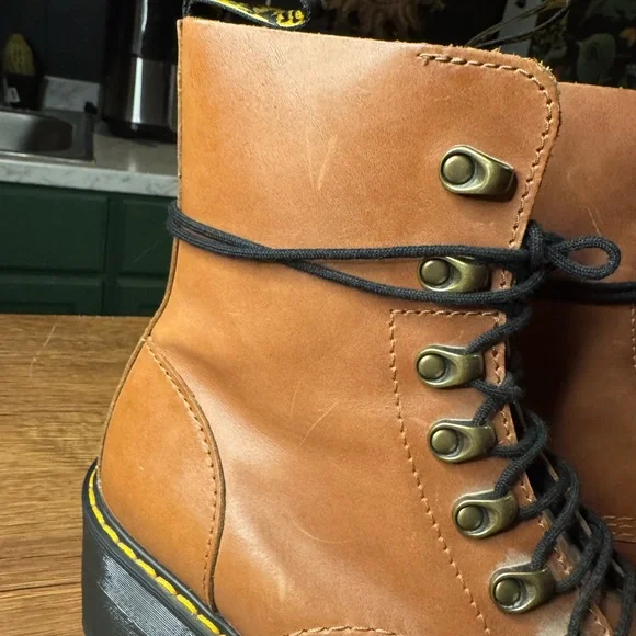 Dr. Martens Cognac Leather Combat Boots - Picture 3 of 10